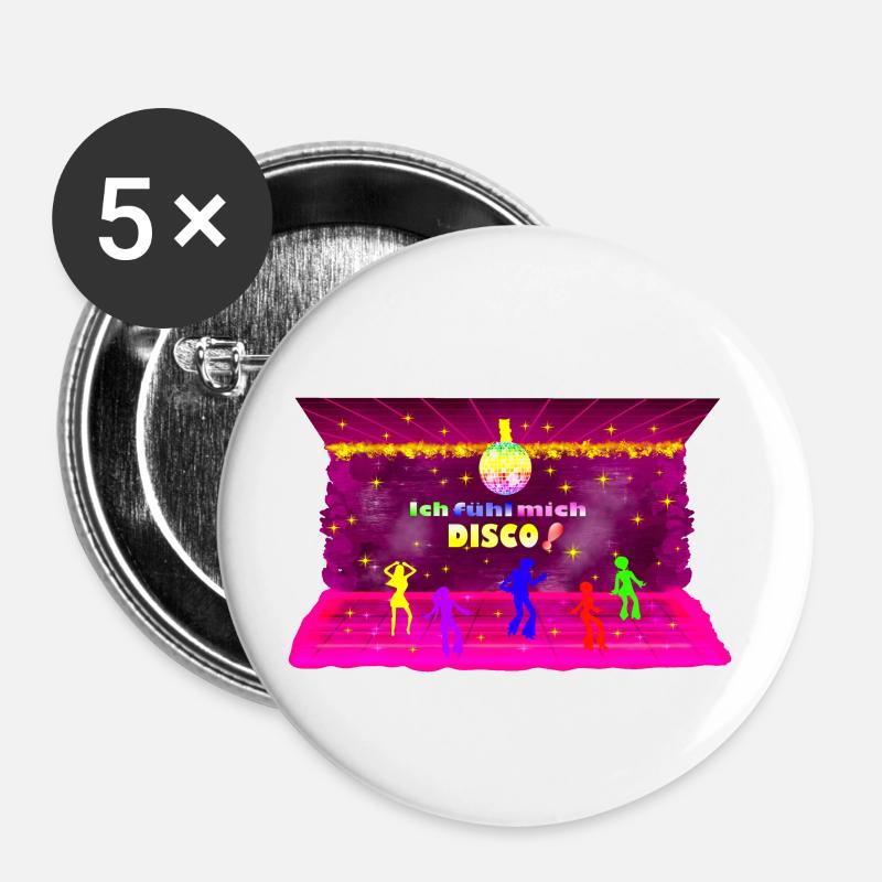 Disco, Pink, 80s, Retro, Party, Old School - Buttons small 1''/25 mm (5-pack) - white