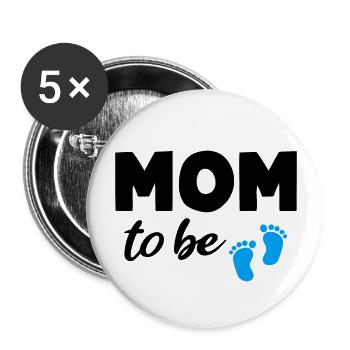 Mom to be Boy Mom Schwangerschaft Mama - Buttons klein 25 mm (5er Pack) - Weiß - Vorne
