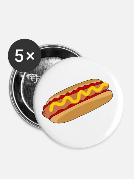 Hotdog Brötchen - Buttons klein 25 mm (5er Pack) - Weiß
