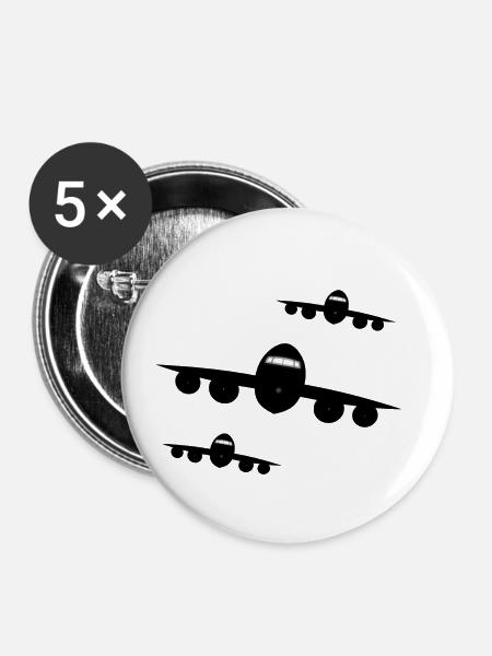 Jets im Anflug - Buttons klein 25 mm (5er Pack) - Weiß