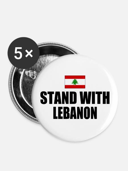 STAND WITH LEBANON - Buttons klein 25 mm (5er Pack) - Weiß
