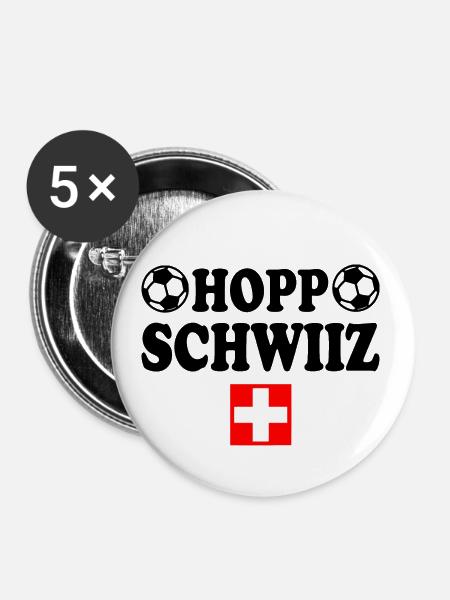 Schweiz - Buttons klein 25 mm (5er Pack) - Weiß