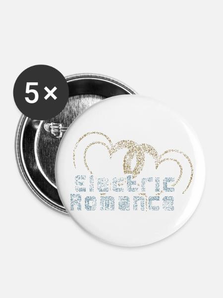Pixelherzen: Elektrische Romanze - Buttons klein 25 mm (5er Pack) - Weiß