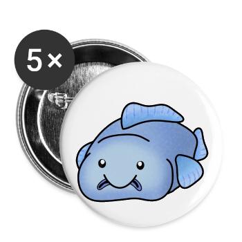 Blauer Blobfisch - Buttons klein 25 mm (5er Pack) - Weiß - Vorne