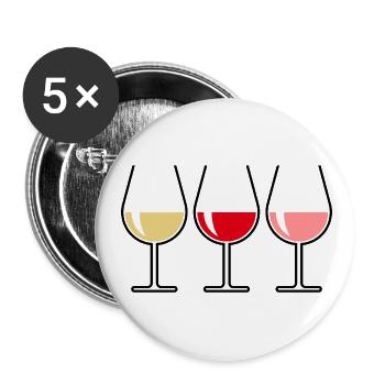 Weißwein Rotwein Roséwein (Wein Bauchig Offen) - Buttons klein 25 mm (5er Pack) - Weiß - Vorne
