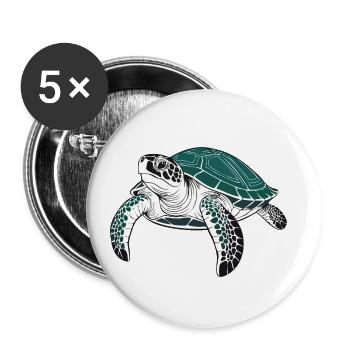 Schildkröte - Buttons klein 25 mm (5er Pack) - Weiß - Vorne