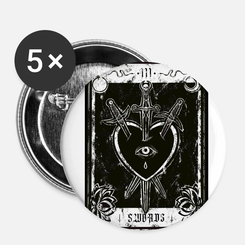 Trois épées - Tarot - Lot de 5 petits badges (25 mm) - blanc