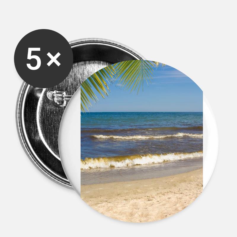 beach with palm trees - Buttons small 1''/25 mm (5-pack) - white