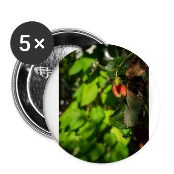 Fraise suspendue - Lot de 5 petits badges (25 mm) - blanc - Devant