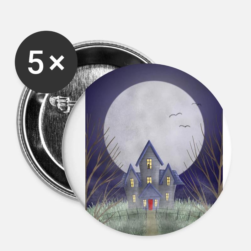 Spukhaus - Buttons klein 25 mm (5er Pack) - Weiß