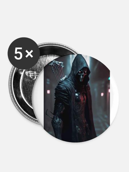 The Reaper II Futuristic - Buttons small 1''/25 mm (5-pack) - white