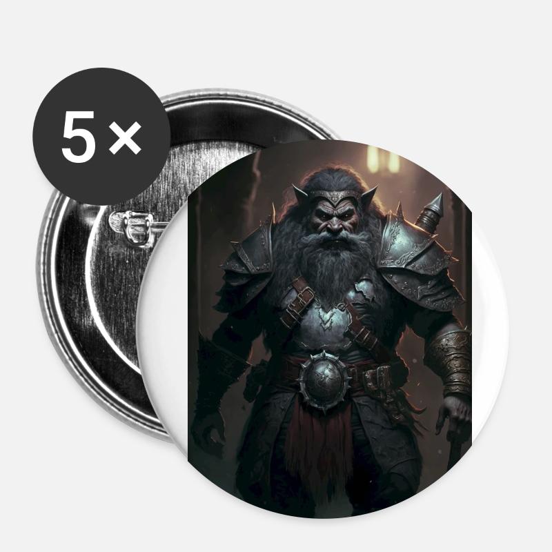 Inspired Dwarf Warrior - Buttons small 1''/25 mm (5-pack) - white