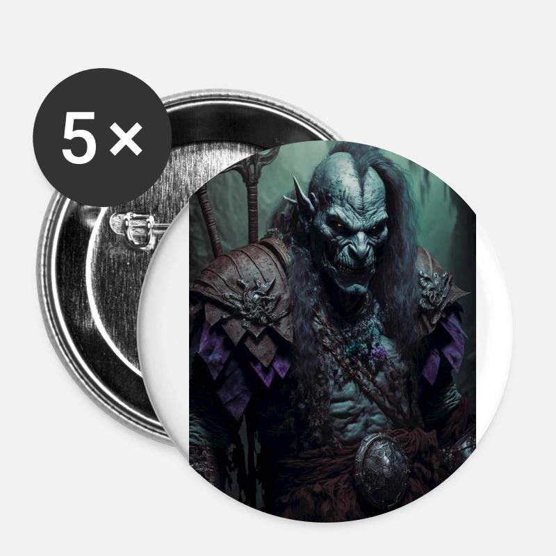 Orc Vampire - Lot de 5 petits badges (25 mm) - blanc