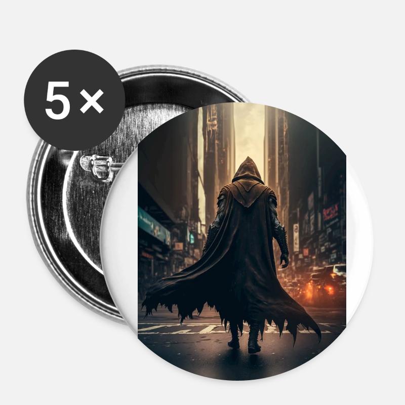 Bösewicht oder Held - Buttons klein 25 mm (5er Pack) - Weiß