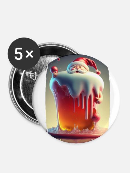 Gelee-Weihnachtsmann - Buttons klein 25 mm (5er Pack) - Weiß