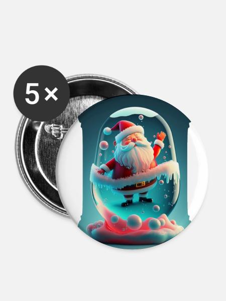 Weihnachtsmann-Gelee - Buttons klein 25 mm (5er Pack) - Weiß