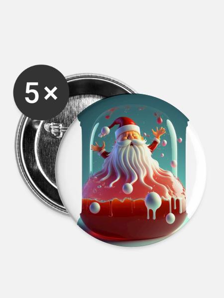 Weihnachtsmann-Gelee - Buttons klein 25 mm (5er Pack) - Weiß