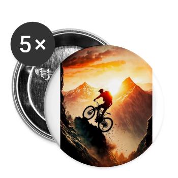 Mountain Sports Mountain Bike Downhill Graphics - Buttons small 1''/25 mm (5-pack) - white - Front