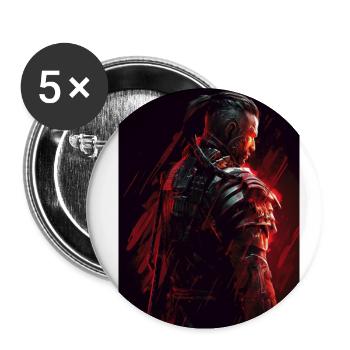 Neon Cyber Warrior #9 - Buttons klein 25 mm (5er Pack) - Weiß - Vorne