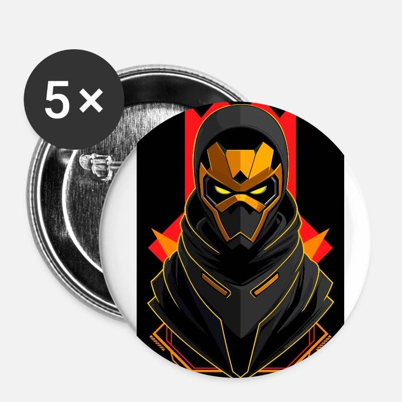 Goldener Roboter - Buttons klein 25 mm (5er Pack) - Weiß