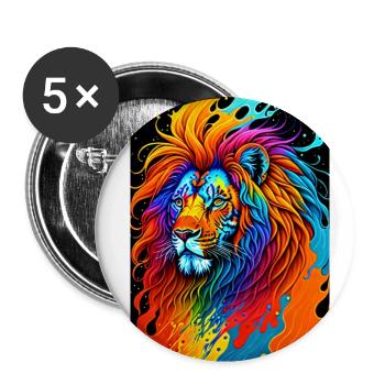 Art coloré Potrait Lion 1 - Lot de 5 petits badges (25 mm) - blanc - Devant
