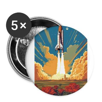 Astronaute de fusée Espace - Lot de 5 petits badges (25 mm) - blanc - Devant
