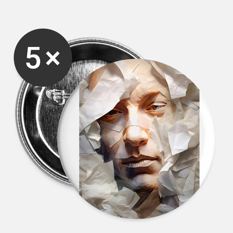 Schüchterner Mann - Buttons klein 25 mm (5er Pack) - Weiß