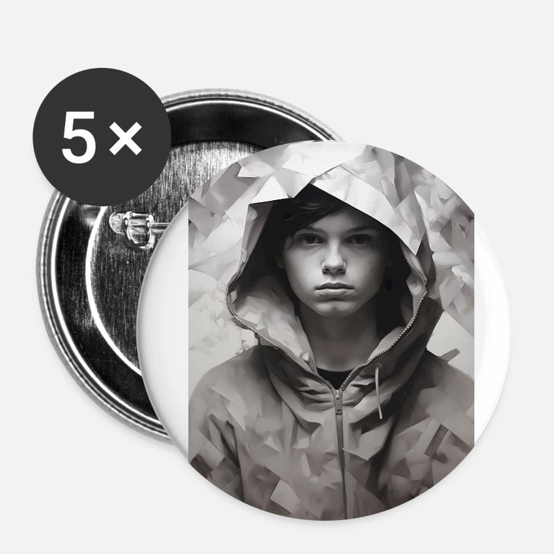 Shy boy - Buttons small 1''/25 mm (5-pack) - white