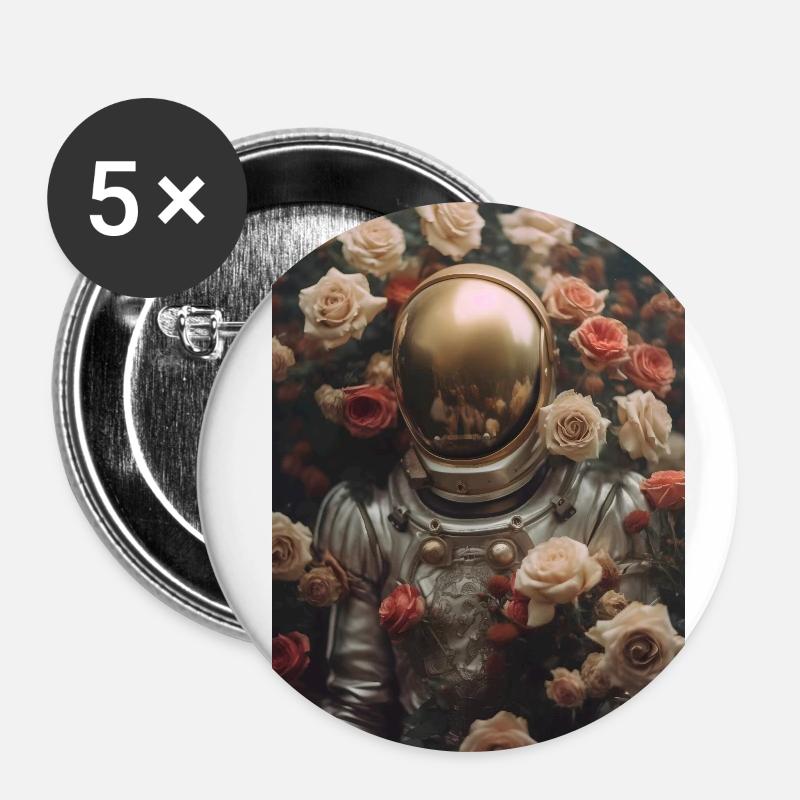 Robot Flowers - Buttons small 1''/25 mm (5-pack) - white