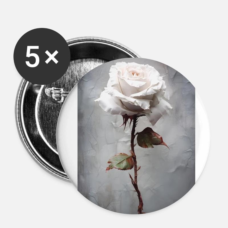 Rose - Buttons klein 25 mm (5er Pack) - Weiß