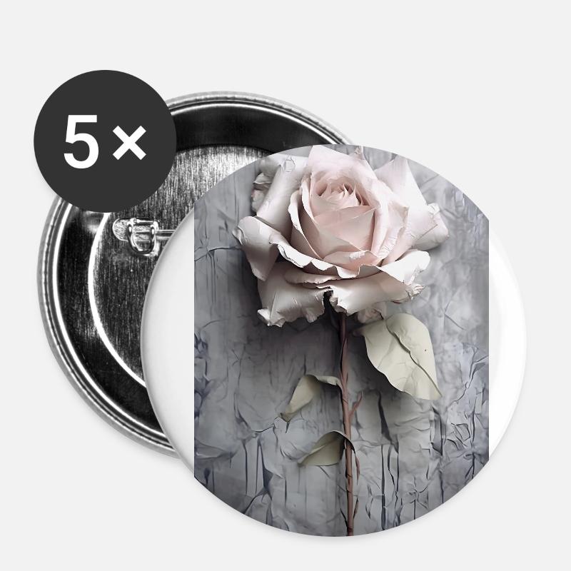 Rose - Buttons klein 25 mm (5er Pack) - Weiß