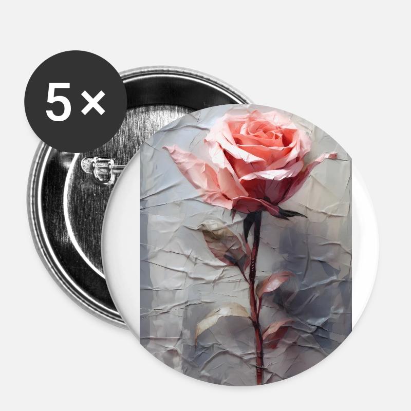 Rose - Buttons klein 25 mm (5er Pack) - Weiß