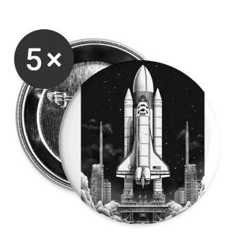 Astronaute de fusée Espace - Lot de 5 petits badges (25 mm) - blanc - Devant
