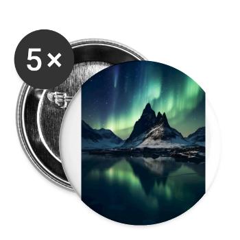 Northern Lights Mountain Lake - Buttons small 1''/25 mm (5-pack) - white - Front