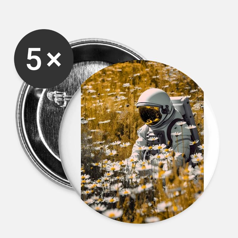 Astronaut Blumen Unendlichkeit - Buttons klein 25 mm (5er Pack) - Weiß