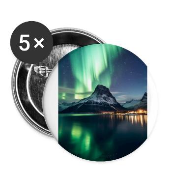 Polarlichter Berg See - Buttons klein 25 mm (5er Pack) - Weiß - Vorne