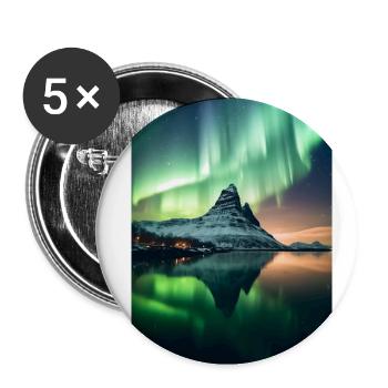 Polarlichter Berg See - Buttons klein 25 mm (5er Pack) - Weiß - Vorne