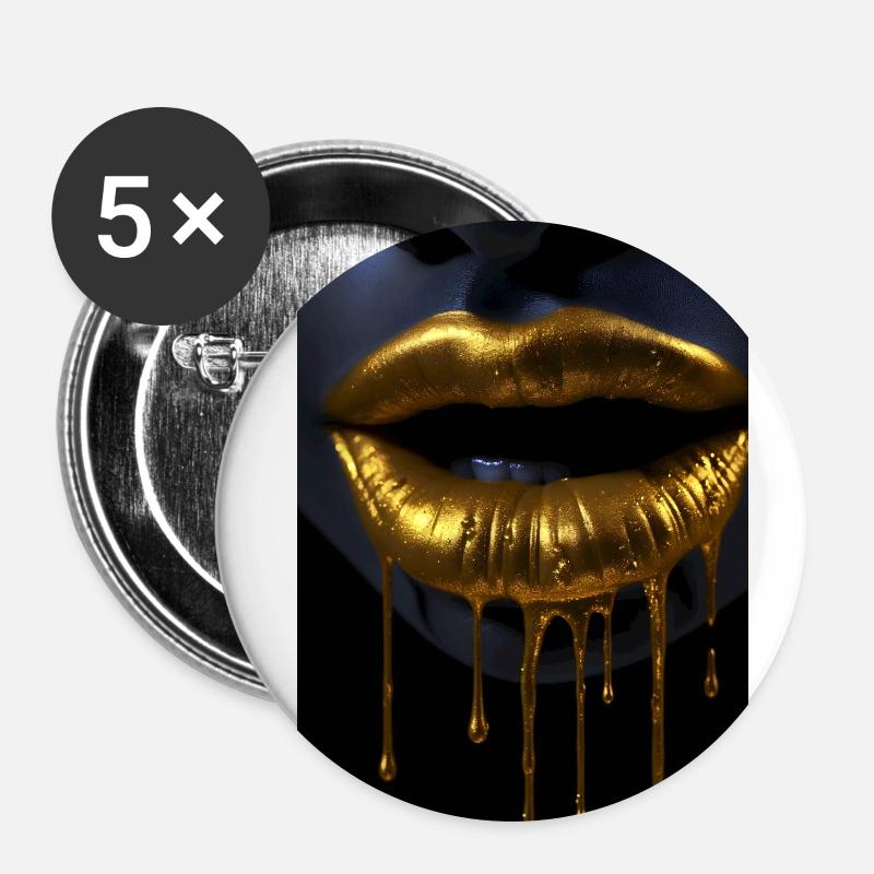 Lips Wealth Gold - Lot de 5 petits badges (25 mm) - blanc