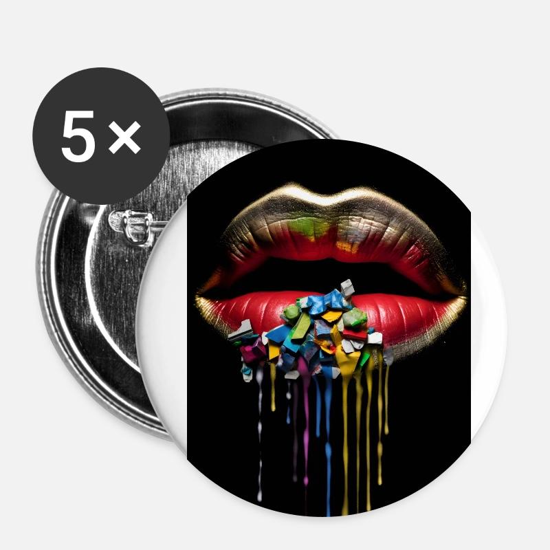 Lips - Buttons small 1''/25 mm (5-pack) - white