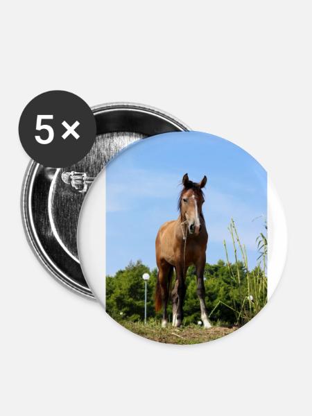 Pferd - Buttons klein 25 mm (5er Pack) - Weiß