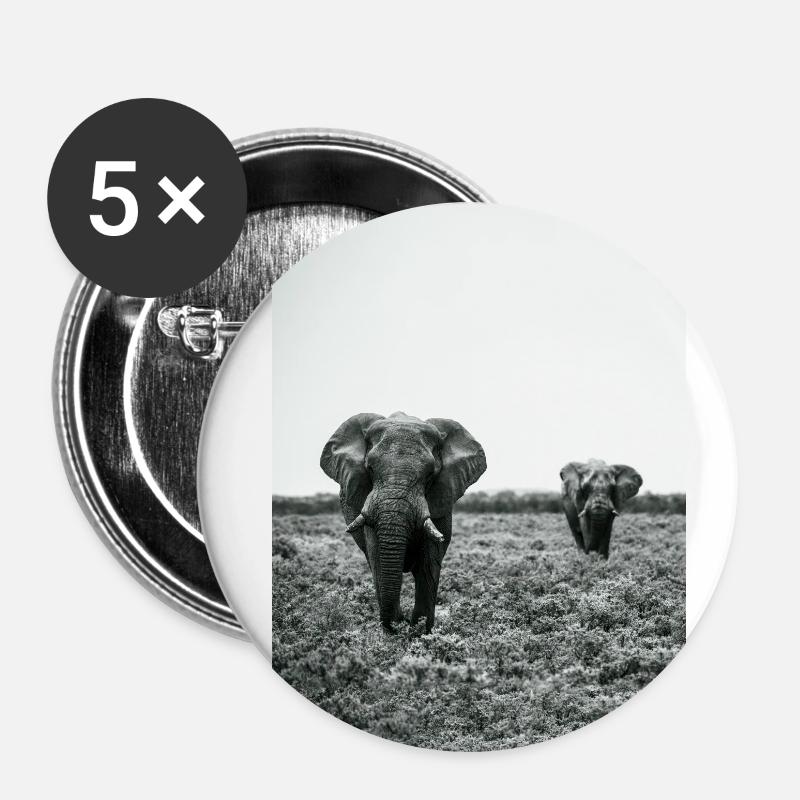 Namibia Elephants Etosha - Buttons small 1''/25 mm (5-pack) - white