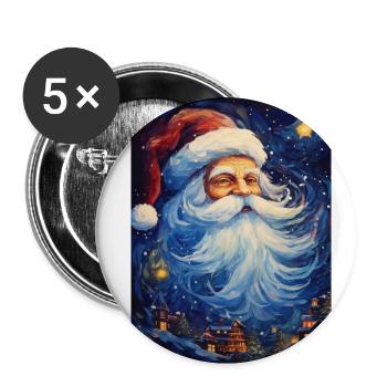 Père Noël - Lot de 5 petits badges (25 mm) - blanc - Devant