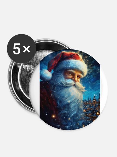 Weihnachtsmann - Buttons klein 25 mm (5er Pack) - Weiß