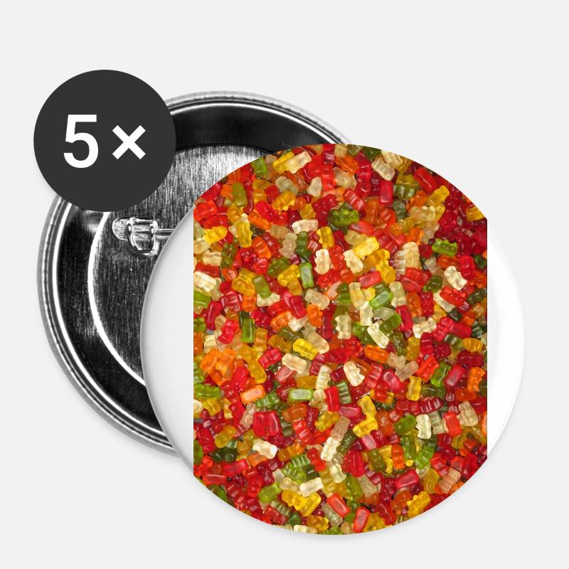 Gummibärchen (Hochformat) - Buttons klein 25 mm (5er Pack) - Weiß