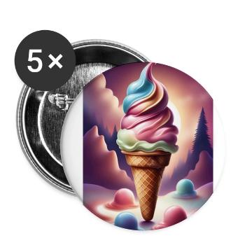 T-Shirt-Design mit schmelzender Eiscreme - Buttons klein 25 mm (5er Pack) - Weiß - Vorne