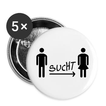 Homme cherche Femme - Single - Lot de 5 petits badges (25 mm) - blanc - Devant