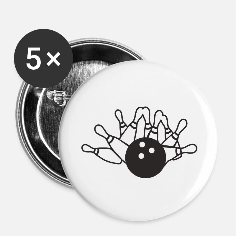 Bowling - Buttons klein 25 mm (5er Pack) - Weiß
