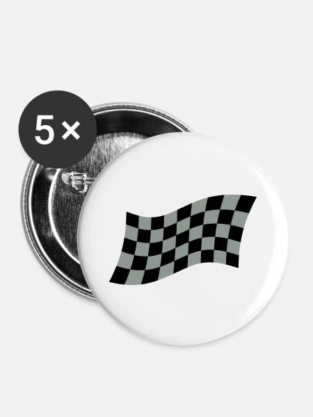 Racing Flag - Buttons klein 25 mm (5er Pack) - Weiß
