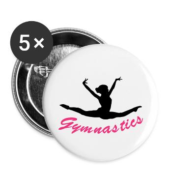 Turnen, Gymnastik, Turner - Buttons klein 25 mm (5er Pack) - Weiß - Vorne