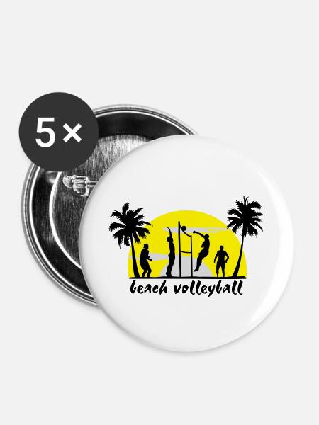 beach volleyball - Buttons klein 25 mm (5er Pack) - Weiß
